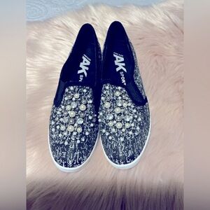 Anne Klein Black and White Sparkle Sneakers